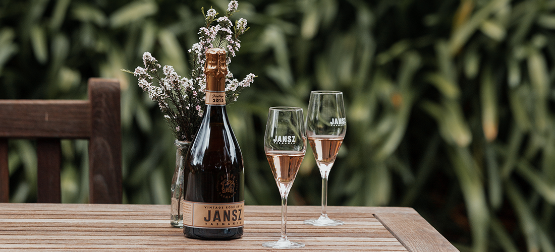 Jansz Tasmania sparkling and glasses